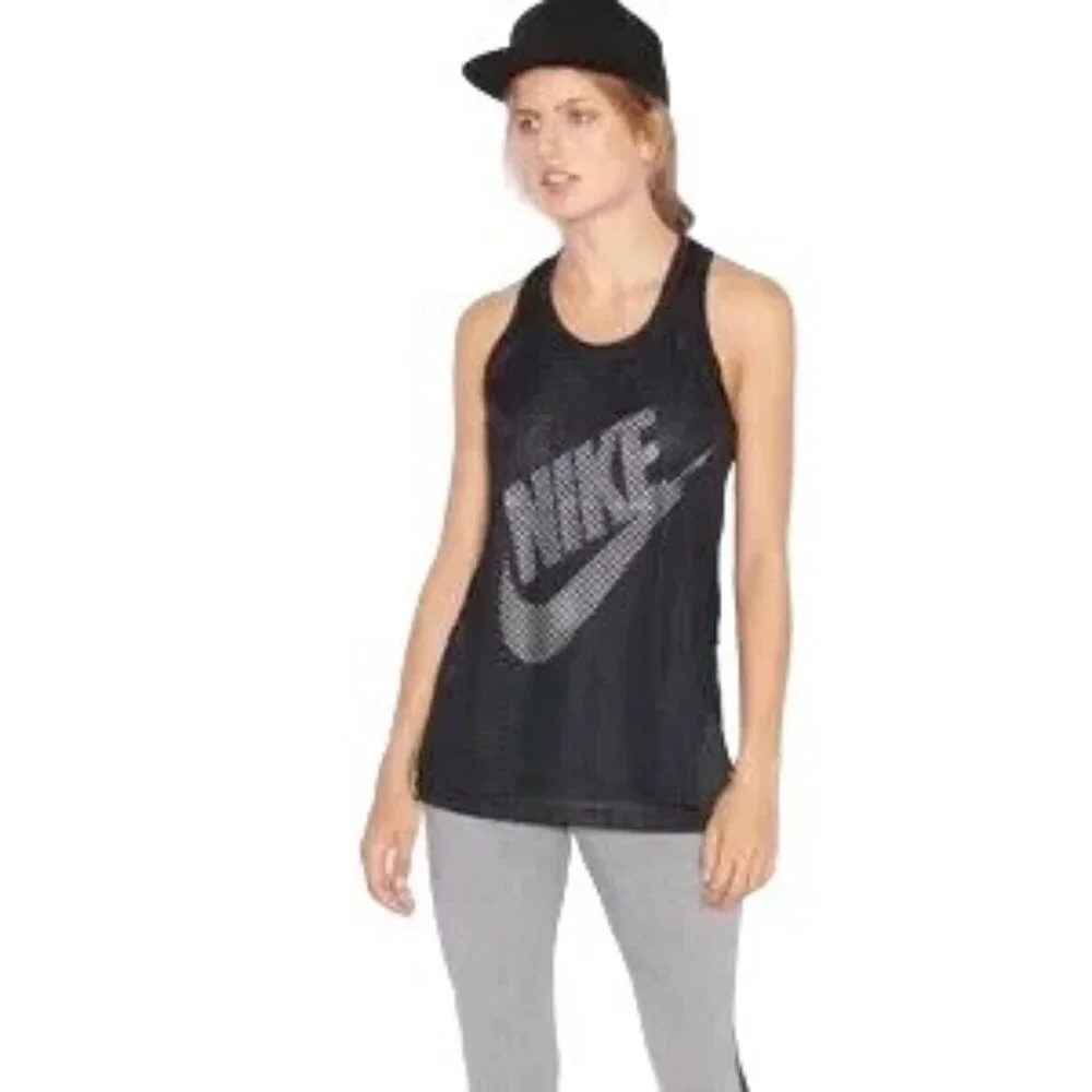 Nike Just Do It Black Mesh 2 Layer Racerback Tank Top